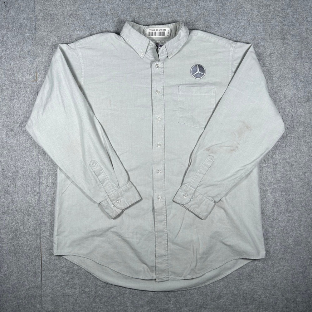 Park Street Button Down Shirt Mens 17.5 Grey Mercedes Benz Workwear Mechanic